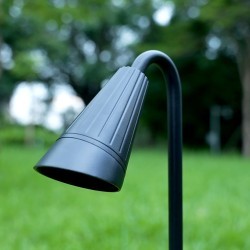 Novotech BELL 371061 Современный грунтовый ландшафтный уличный садовый светильник-колокольчик на штыре с плафоном вниз для дорожек и клумб, лампа 1xGU10 до 35Вт, 220В, IP65, черный алюминий и стекло, высота 1208 мм, длина 210 мм, ширина 80 мм