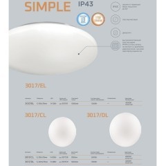 Настенно-потолочный светильник Sonex 3017/CL SIMPLE IP43 светодиодный LED 30W