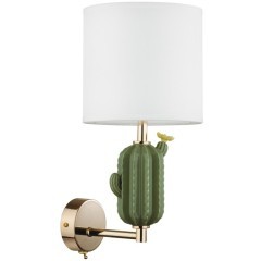 5425/1W MODERN ODL_EX24 золотой/зеленый/белый/металл/керамика/ткань Бра E14 1*40W CACTUS