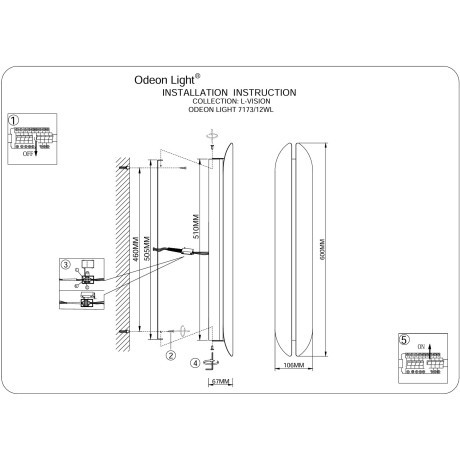 7173/12WL Настенная светодиодная бра с раздвиг. шторками и выключателем 12Вт 3000K 1200Лм Odeon Light BRANDO