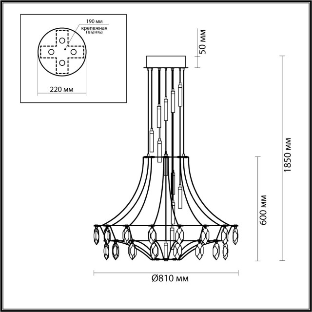 Люстра LED 51W Odeon Light FLAMENCO 6699/51L