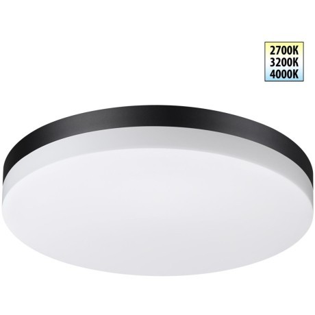 Novotech OPAL STREET 359731 Уличный круглый настенно-потолочный LED-светильник, 30/35/40Вт, макс. 3870Лм, CCT перекл. цветовой температуры внутри корпуса 2700/3200/4000К, угол 120°, CRI90, 180-265В, IP65, черный поликарбонат, диаметр 324 мм, высота 45 мм