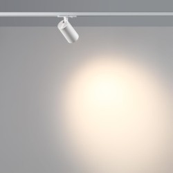 Novotech SELENE 359908 Современный трековый поворотный LED-светильник-спот направленного света для однофазной двухжильной системы BASE, 15Вт, 722Лм, 3000К, угол 36°, CRI90, UGR19, 220В, IP20, белый алюминий, длина 120 мм, ширина 55 мм, высота 87 мм