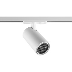 Novotech SELENE 359908 Современный трековый поворотный LED-светильник-спот направленного света для однофазной двухжильной системы BASE, 15Вт, 722Лм, 3000К, угол 36°, CRI90, UGR19, 220В, IP20, белый алюминий, длина 120 мм, ширина 55 мм, высота 87 мм