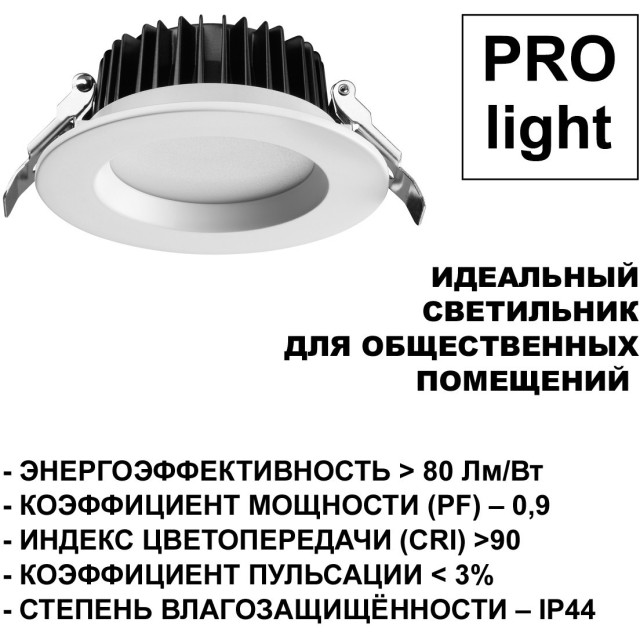 Светильник встраиваемый с переключателем цветовой температуры IP44 LED 20W 3000К\4000К\6000К Novotech DRUM 359415