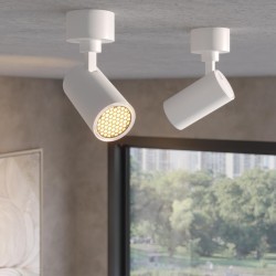 Novotech SELENE 359924 Накладной современный поворотный потолочный LED-спот, 10Вт, 740Лм, CCT перекл. цветовой температуры в основании 3000/4000/6000К, угол 36°, CRI90, UGR19, 220В, IP20, белый алюминий, высота 125 мм, длина 100 мм, ширина 55 мм