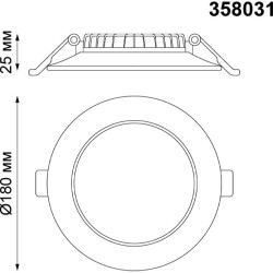 Встраиваемый светильник Novotech 358031 LUNA светодиодный LED 20W