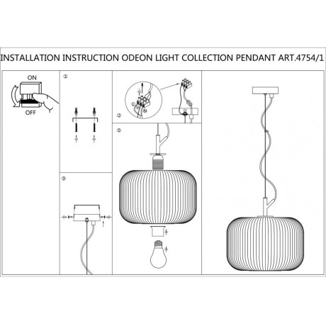 Подвесной светильник с 1 плафоном Odeon Light 4754/1 ROOFI под лампу 1xE27 60W