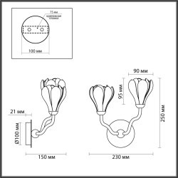 5090/2W MODERN ODL25 561 черный матовый/белый/фарфор Бра G4 LED 2*5W GARDI