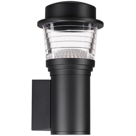 Novotech HAUT 371073 Настенный современный фасадный уличный светильник с плафоном вверх для входной зоны и террасы, лампа 1xGU10 до 12Вт, 220В, IP54, черный матовый алюминий и прозрачный/белый акрил, высота 210 мм, длина 120 мм, ширина 110 мм