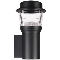 Novotech HAUT 371073 Настенный современный фасадный уличный светильник с плафоном вверх для входной зоны и террасы, лампа 1xGU10 до 12Вт, 220В, IP54, черный матовый алюминий и прозрачный/белый акрил, высота 210 мм, длина 120 мм, ширина 110 мм