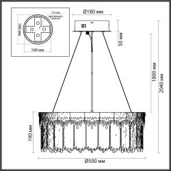 Люстра LED 60W 3700K 4968Лм Odeon Light CLEO 5091/60L