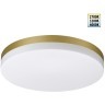Novotech OPAL STREET 359734 Уличный настенно-потолочный LED-светильник, 30/35/40Вт, 3870Лм, CCT перекл. цветовой температуры внутри корпуса 2700/3200/4000К, угол 120°, CRI90, 180-265В, IP65, поликарбонат цвета матовое золото, диаметр 324 мм, высота 45 мм