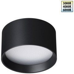 359595 Черный накладной светодиодный светильник с перекл. цв. температуры и рассеивателем призмой 12Вт 550лм 3000К\4000К\6000К Novotech ORBIS