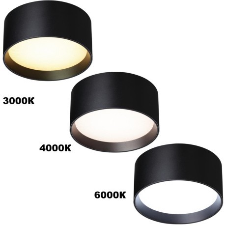 359595 Черный накладной светодиодный светильник с перекл. цв. температуры и рассеивателем призмой 12Вт 550лм 3000К\4000К\6000К Novotech ORBIS