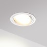 Novotech TOR 371052 Встраиваемый современный поворотный точечный потолочный светильник-спот направленного света, лампа 1xGX53 до 12Вт, поворот 45°, 220В, IP20, белый матовый алюминий и пластик PC, диаметр 112 мм, высота 25 мм, врезное отверстие 103 мм