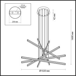 Люстра подвесная Odeon Light 3890/96L RUDY светодиодная LED 96W