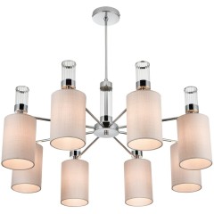 6585/8 MODERNI LN24 хром/бежевый, металл/текстиль, стекло Люстра подвесная E14 8*40W 220V ARNIKA