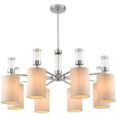 6585/8 MODERNI LN24 хром/бежевый, металл/текстиль, стекло Люстра подвесная E14 8*40W 220V ARNIKA
