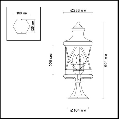 Уличный наземный светильник Odeon Light 4045/3B SATION IP44 под лампы 3xE14 3*60W