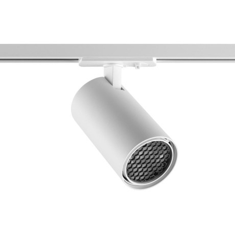 Novotech SELENE 359918 Современный трековый поворотный LED-светильник-спот направленного света для однофазной двухжильной системы BASE, 20Вт, 1400Лм, 4000К, угол 36°, CRI90, UGR19, 220В, IP20, белый алюминий, длина 137,5 мм, ширина 65 мм, высота 99 мм