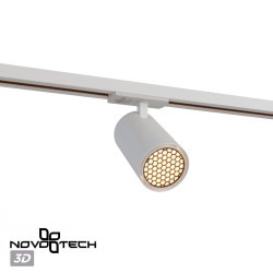 Novotech SELENE 359918 Современный трековый поворотный LED-светильник-спот направленного света для однофазной двухжильной системы BASE, 20Вт, 1400Лм, 4000К, угол 36°, CRI90, UGR19, 220В, IP20, белый алюминий, длина 137,5 мм, ширина 65 мм, высота 99 мм