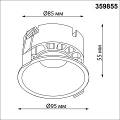 359855 Черный встраиваемый светильник с перекл. цветовой темп. и антибликовым фильтром 18Вт 1530Лм 2700;3200;4000К UGR19 CRI90 36° IP20 Novotech NOVA
