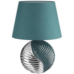 8140/1T MODERNI LN25 бирюзовый/серебро, керамика/текстиль Настольная лампа Е27 1*60W 220V TAPALA