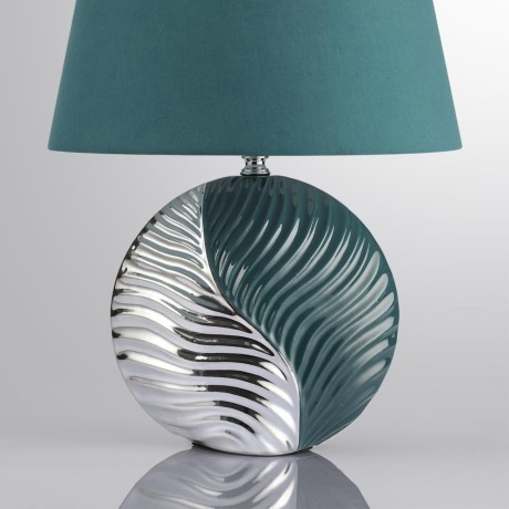 8140/1T MODERNI LN25 бирюзовый/серебро, керамика/текстиль Настольная лампа Е27 1*60W 220V TAPALA