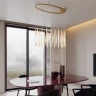 5468/118L ODEON LIGHT SPIRA подвесная LED-люстра, сатинированная латунь, коричневые рельефные подвески, 118 Вт, 3500 К, IP20, 220 В