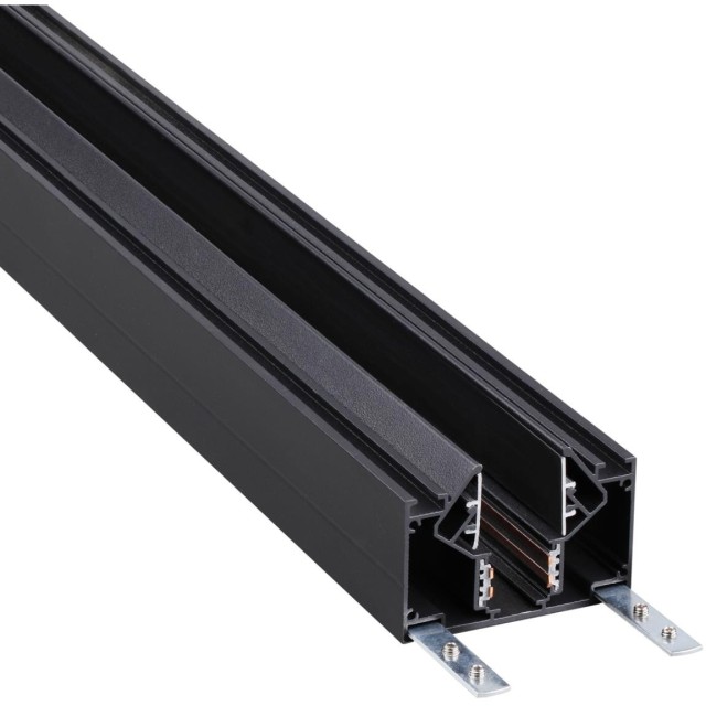 Novotech 135354 FLUM SHINO Черный встраиваемый 2м трековый гарпунный шинопровод для монтажа в ПВХ натяжные потолки, прямые соед. планки 4шт в комплекте, гарпун и заглушки гарпуна в комплекте, 48V, IP20