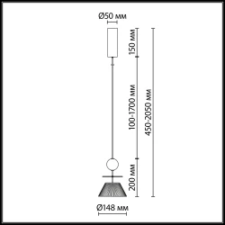 5475/10LG ODEON LIGHT EXCLUSIVE L-VISION подвесной светильник латунь, синие плафоны, LED 10 Вт, 3000 К, 664 Лм, IP20, 220 В