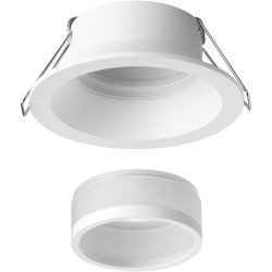 Novotech LIRIO 371050 Встраиваемый современный круглый точечный светильник-спот хай-тек для натяжного и гипсокартонного потолка, лампа 1xGU10 до 12Вт, 220В, IP20, белый матовый алюминий и акрил, диаметр 88,5 мм, высота 38,5 мм, врезное отверстие 75 мм