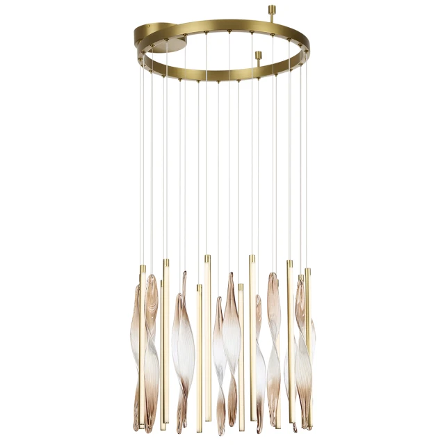 5468/66L Odeon Light Exclusive L-VISION латунная люстра с коричневым стеклянным декором, LED 66 Вт, 3500 К, IP20, 220 В