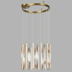 5468/66L Odeon Light Exclusive L-VISION латунная люстра с коричневым стеклянным декором, LED 66 Вт, 3500 К, IP20, 220 В