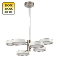 5451/99L Odeon Light RIVIERA подвесная LED-люстра, 99 Вт, CCT 2000/3000/4000 К, 4100 Лм, CRI≥80, никель, белые плафоны, IP20, 220 В