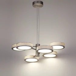 5451/99L Odeon Light RIVIERA подвесная LED-люстра, 99 Вт, CCT 2000/3000/4000 К, 4100 Лм, CRI≥80, никель, белые плафоны, IP20, 220 В