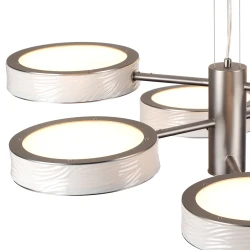 5451/99L Odeon Light RIVIERA подвесная LED-люстра, 99 Вт, CCT 2000/3000/4000 К, 4100 Лм, CRI≥80, никель, белые плафоны, IP20, 220 В