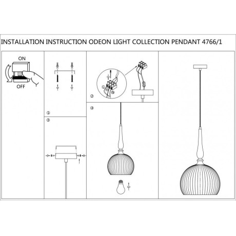 Подвесной светильник Odeon Light 4766/1 RUNGA под лампу 1xE27 60W