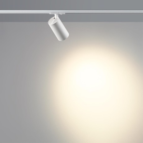 Novotech SELENE 359916 Современный трековый поворотный LED-светильник-спот направленного света для однофазной двухжильной системы BASE, 20Вт, 1264Лм, 3000К, угол 36°, CRI90, UGR19, 220В, IP20, белый алюминий, длина 137,5 мм, ширина 65 мм, высота 99 мм