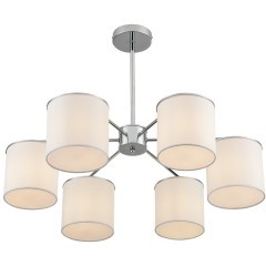 6591/6 CLASSI LN24 хром/белый, металл/текстиль Люстра подвесная E14 6*40W 220V SUNTORI