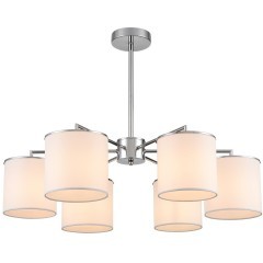 6591/6 CLASSI LN24 хром/белый, металл/текстиль Люстра подвесная E14 6*40W 220V SUNTORI