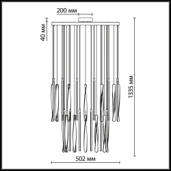 5468/150L Odeon Light SPIRA Подвесная LED-люстра, латунное металлическое основание, коричневые металлические и акриловые плафоны, 150 Вт, 3500 К, IP20, 220 В