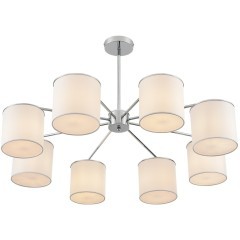 6591/8 CLASSI LN24 хром/белый, металл/текстиль Люстра подвесная E14 8*40W 220V SUNTORI