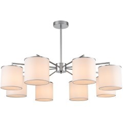 6591/8 CLASSI LN24 хром/белый, металл/текстиль Люстра подвесная E14 8*40W 220V SUNTORI