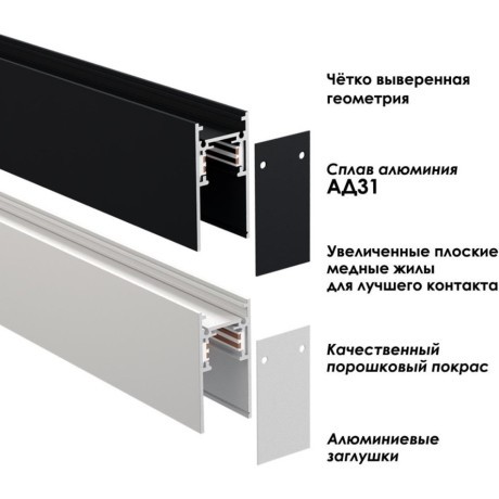 Шинопровод низковольтный 48V 2м белый Novotech FLUM 135155