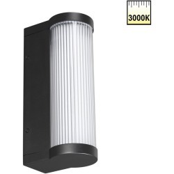 Novotech FLUO 359984 Настенный современный фасадный уличный накладной LED-светильник минимализм с мягким рассеянным светом, 12Вт, 550Лм, 3000К, угол 95°, 220В, IP65, черный алюминий и прозрачный/белый пластик, высота 300 мм, длина 143 мм, ширина 95 мм