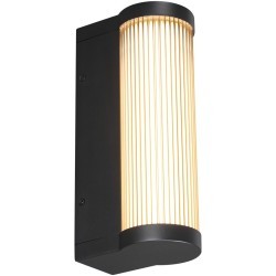 Novotech FLUO 359984 Настенный современный фасадный уличный накладной LED-светильник минимализм с мягким рассеянным светом, 12Вт, 550Лм, 3000К, угол 95°, 220В, IP65, черный алюминий и прозрачный/белый пластик, высота 300 мм, длина 143 мм, ширина 95 мм