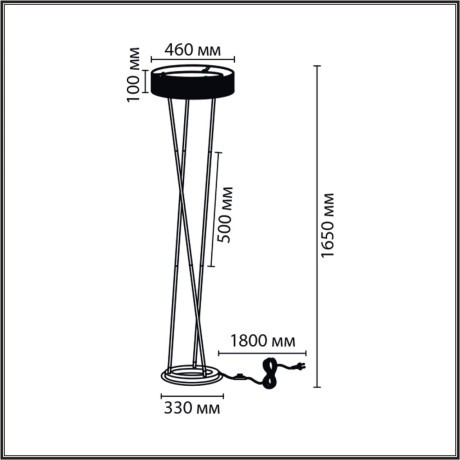 8370/30FL Торшер с металлическим черным плафоном и ступенчатой сменой цветности 3000;4000;6000K LED 30Вт 1510Лм CRI80 220V LUMION ALVA
