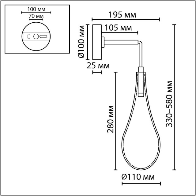 Настенный светильник IP20 LED 4W 300Лм 3000K 180° 220V BRAID 7147/5WL